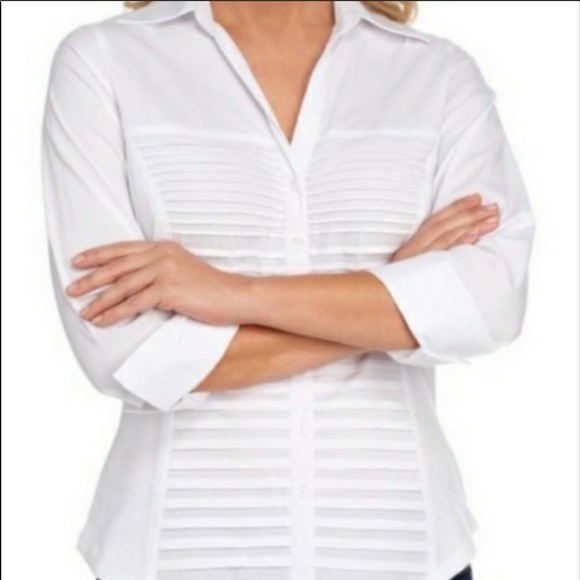 Zac & Rachel White Pleated Blouse - Picture 3 of 8